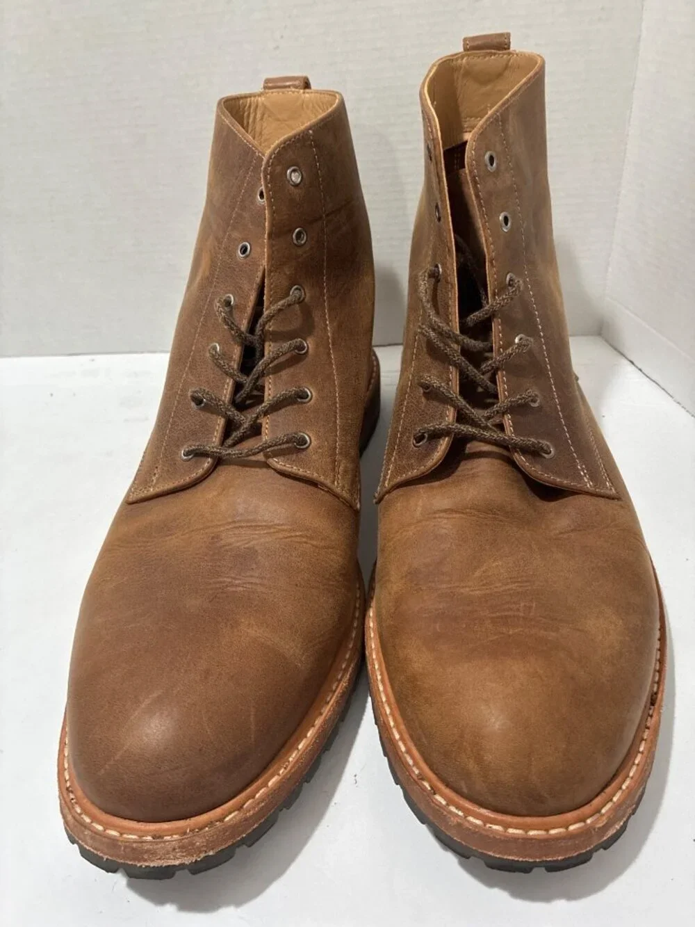 Nisolo Boots Mens Brown Leather Lace-Up Ankle Leahter Boots Rugged Size 11.5